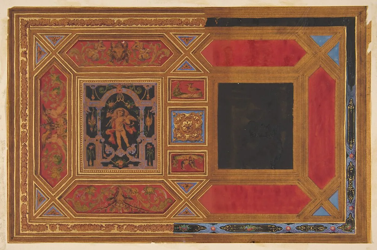 Design for a ceiling painted with grotesque motifs — Jules-Edmond-Charles Lachaise|Eugène-Pierre Gourdet