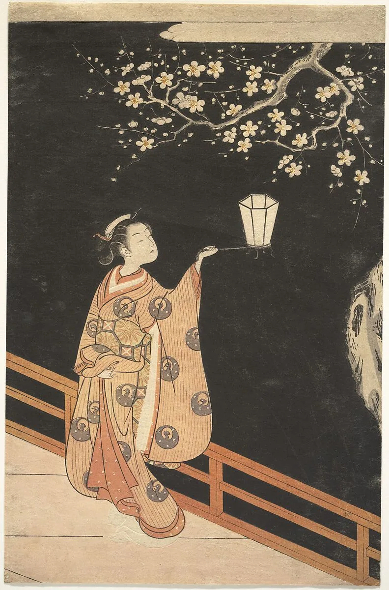 鈴木春信画 夜の梅|Woman Admiring Plum Blossoms at Night — Suzuki Harunobu 鈴木春信
