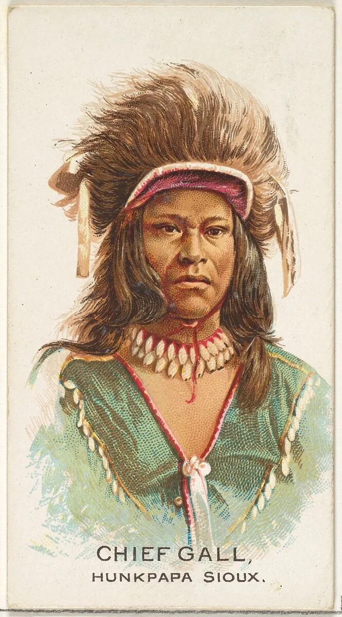 Chief Gall, Hunkpapa Sioux, from the American Indian Chiefs series (N2) for Allen & Ginter Cigarettes Brands — Allen & Ginter