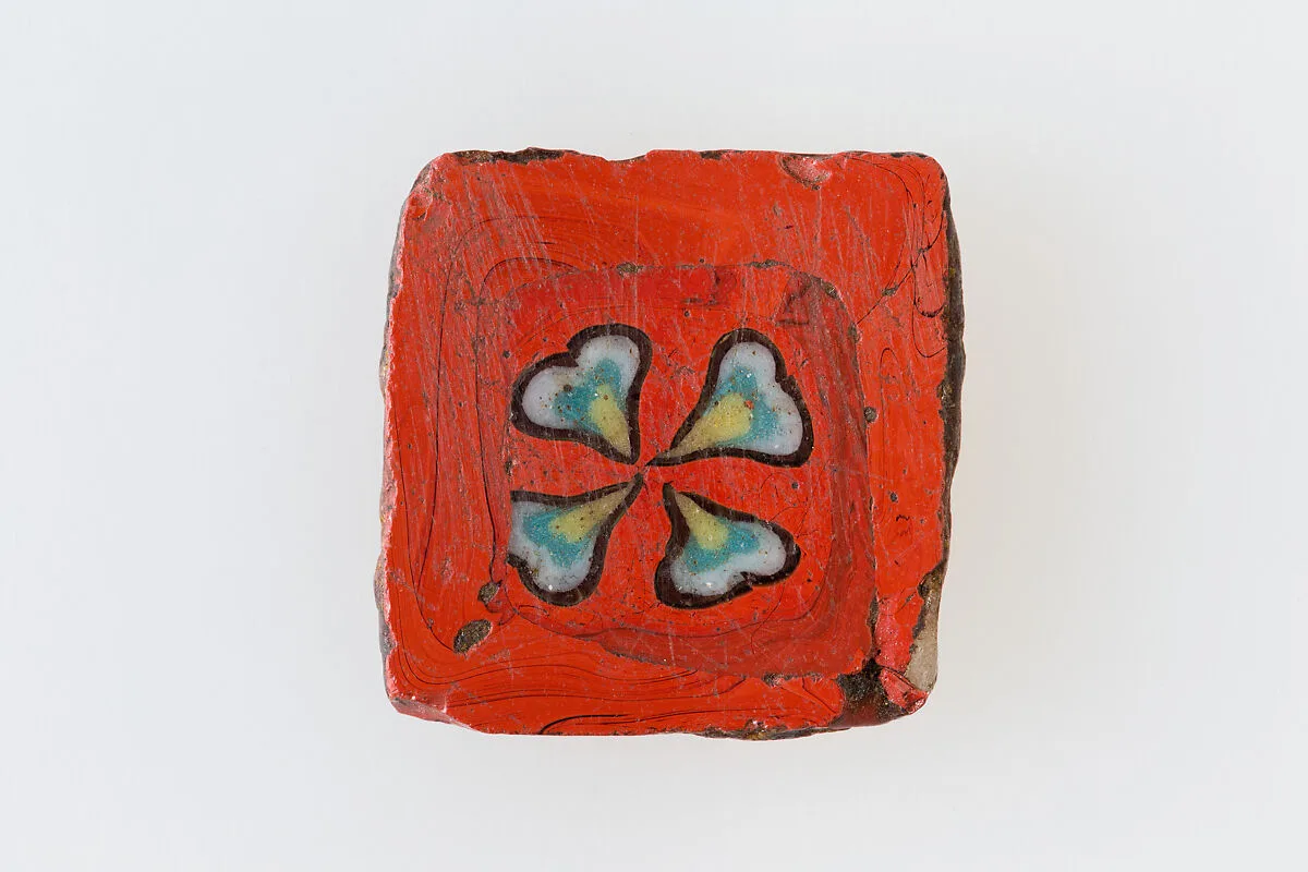 Inlay, square, floral design — Unknown