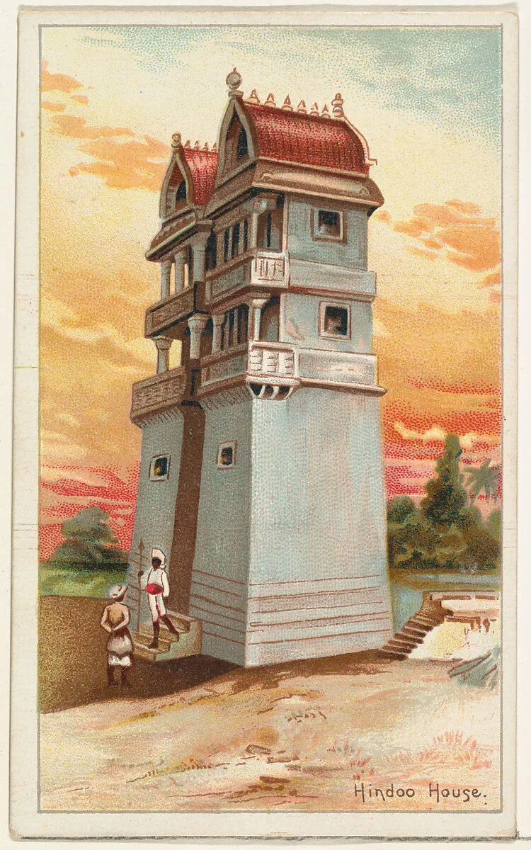 Hindoo House, from the Habitations of Man series (N113) issued by W. Duke, Sons & Co. to promote Honest Long Cut Smoking and Chewing Tobacco — W. Duke, Sons & Co.|American Tobacco Company|The Giles Company