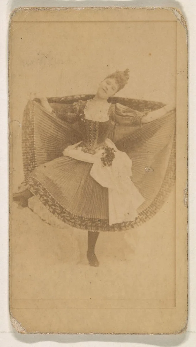 Dancer holding skirt, from the Actresses series (N245) issued by Kinney Brothers to promote Sweet Caporal Cigarettes — Kinney Brothers Tobacco Company