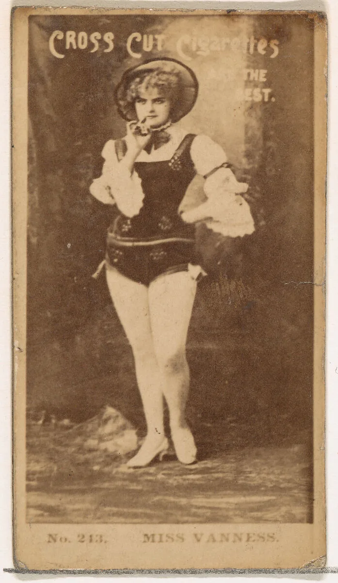 Card Number 243, Miss Vanness, from the Actors and Actresses series (N145-2) issued by Duke Sons & Co. to promote Cross Cut Cigarettes — W. Duke, Sons & Co.