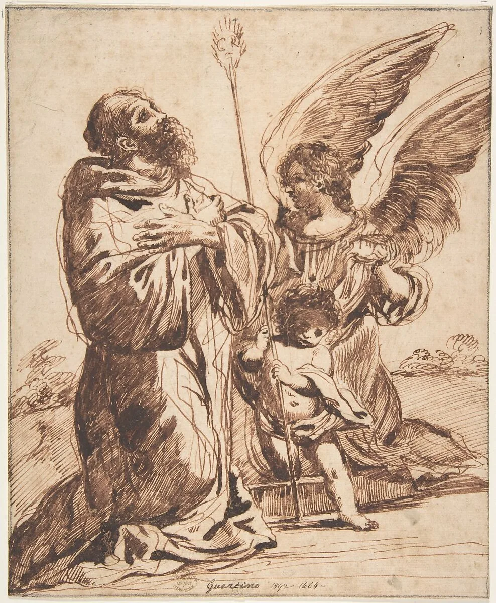 Saint with Angel and Putto — Guercino (Giovanni Francesco Barbieri)