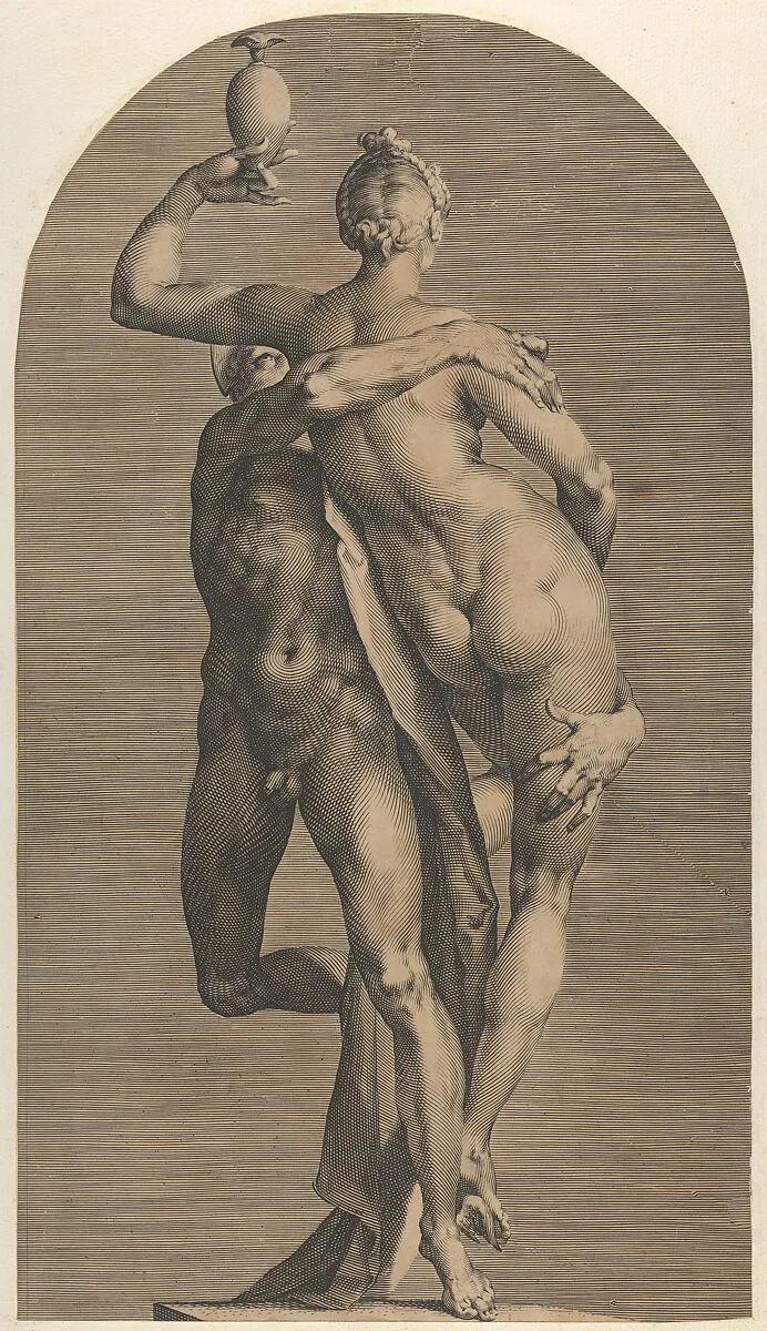 Mercury Abducting Psyche (view with Psyche from behind), from a set of three views of the sculpture — Adriaen de Vries|Jan Muller