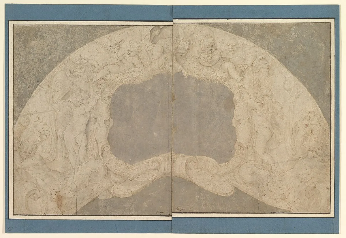 Design for the Decoration of a Lunette with a Large Central Cartouche — Battista Franco