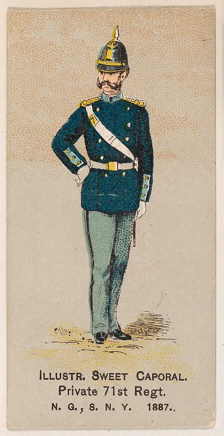 Private, 71st Regiment, National Guard of the State of New York, from the Military Series (N224) issued by Kinney Tobacco Company to promote Sweet Caporal Cigarettes — Kinney Brothers Tobacco Company
