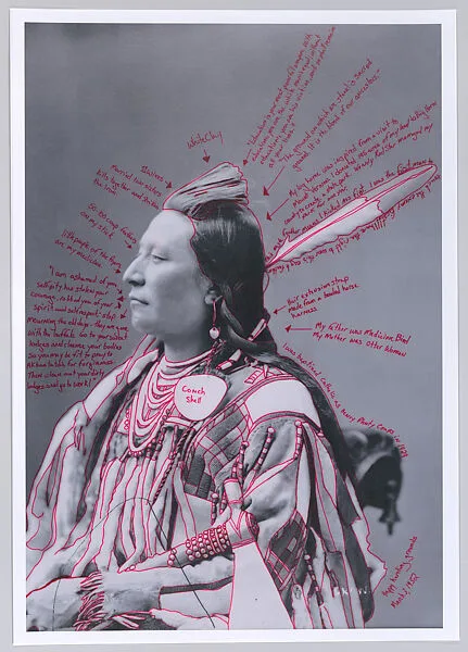 Alaxchiiaahush/Many War Achievements/Plenty Coups from 1880 Crow Peace Delegation — Wendy Red Star