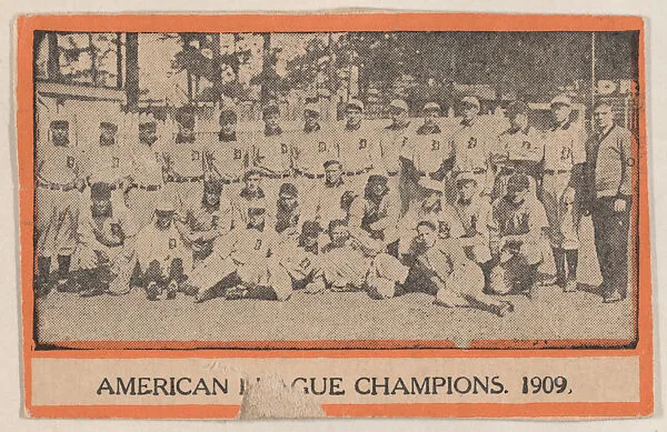 Team portrait of 1909 American League Champions from the Baseball Players set (W500) (Orange Borders) — Unknown