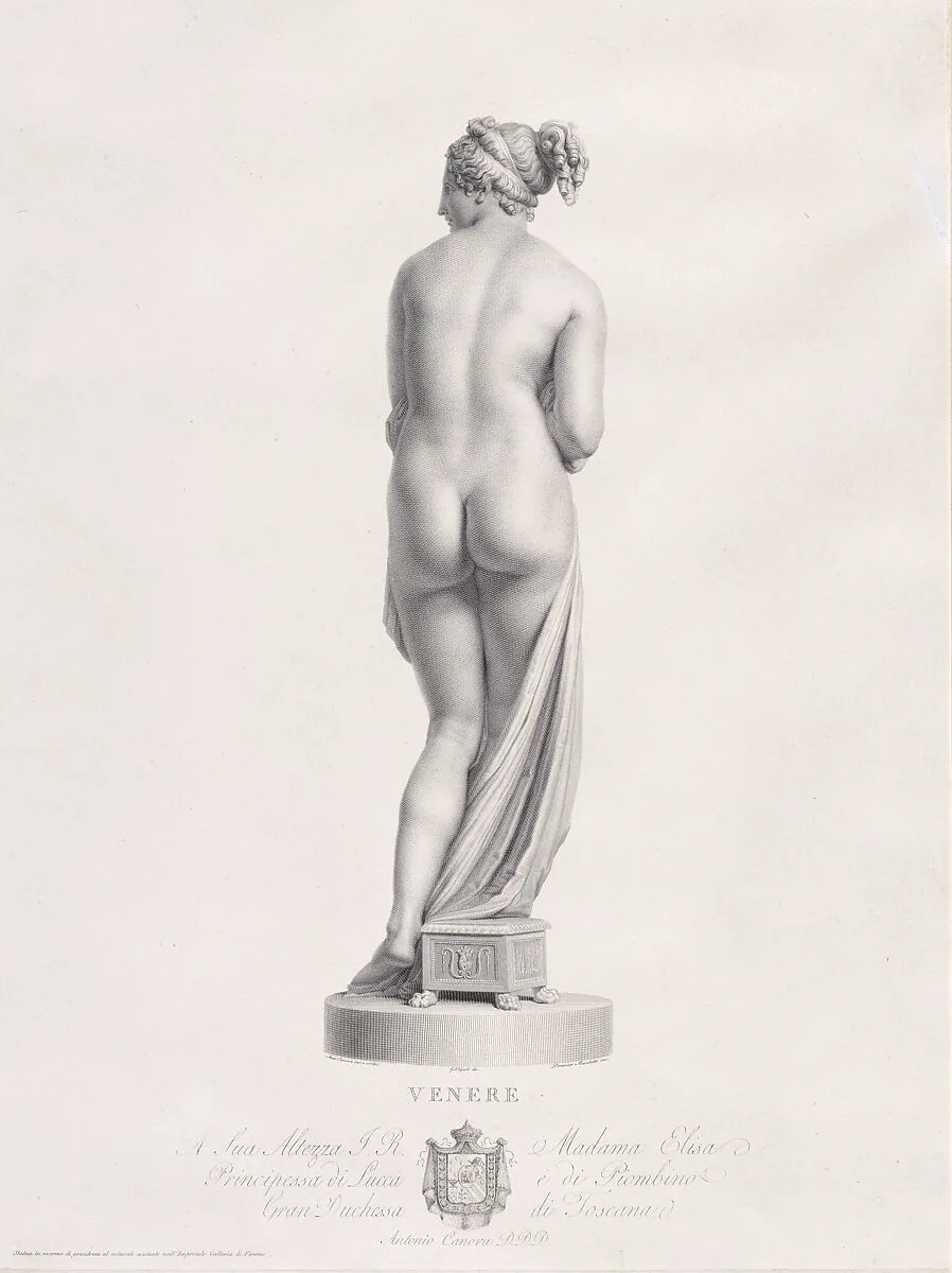 Venus, back view, from "Oeuvre de Canova: Recueil de Statues..." — Giovanni Tognolli|Antonio Canova|Domenico Marchetti