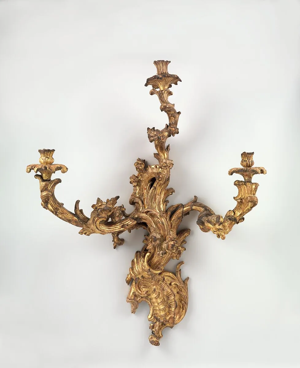 Wall light (candelabrum appliqué) (one of a pair) — Unknown