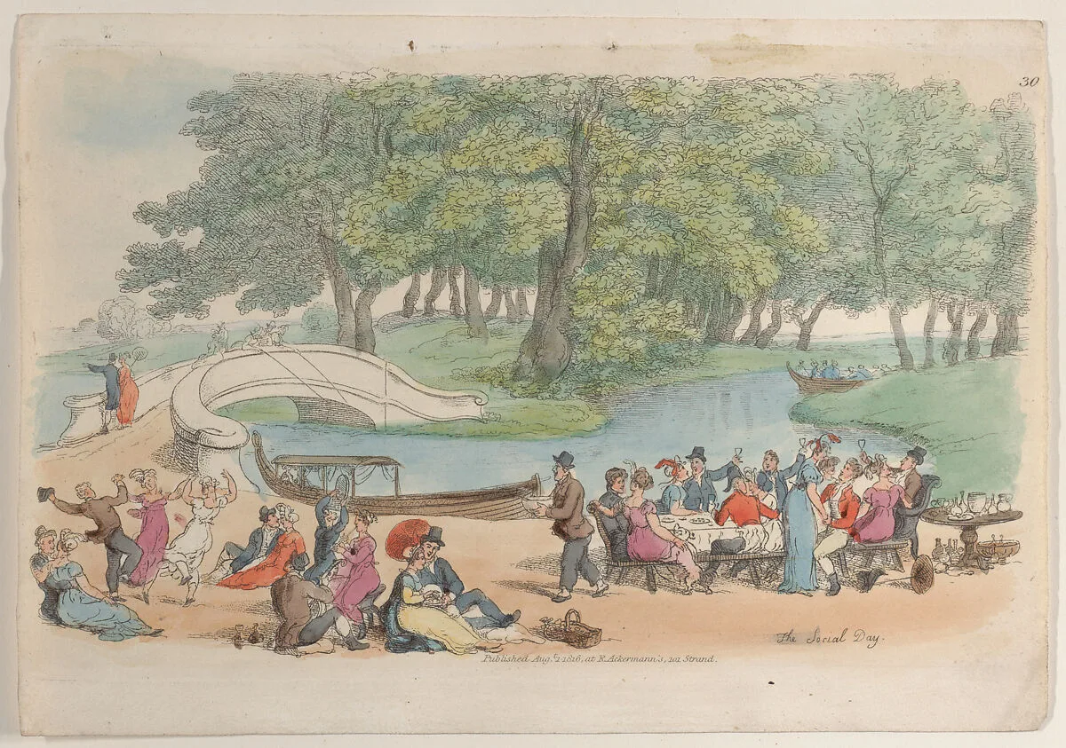 Plate 30: The Social Day, from "World in Miniature" — Rudolph Ackermann, London|Thomas Rowlandson