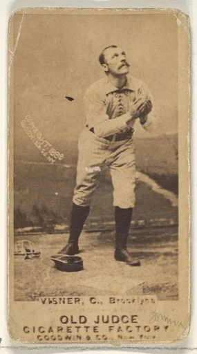 Visner, Catcher, Brooklyn Bridegrooms, from the Old Judge series (N172) for Old Judge Cigarettes