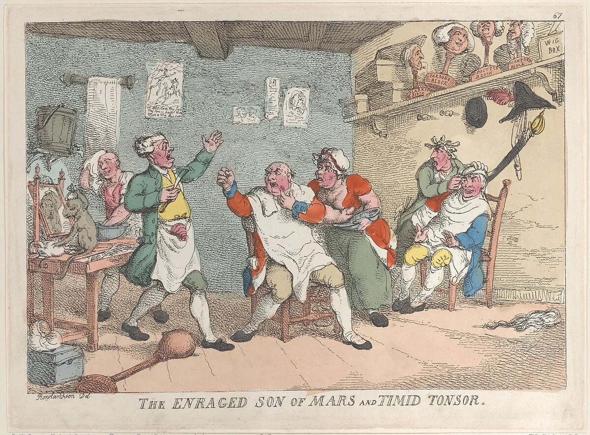 The Enraged Son of Mars and Timid Tonsor — Thomas Rowlandson|Thomas Tegg