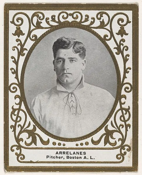 Arrelanes, Pitcher, Boston, American League, from the Baseball Players (Ramlys) series (T204) issued by the Mentor Company to promote Ramly and T.T.T. Turkish Cigarettes — Carl Homer Studios, Boston|Mentor Company, Boston