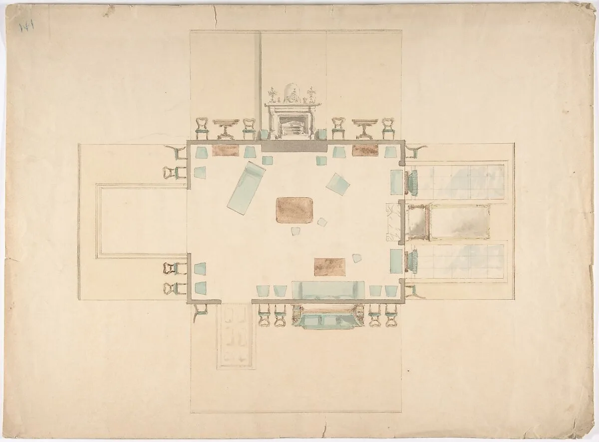 Plan and Elevations of a Room — Anonymous, British, 19th century