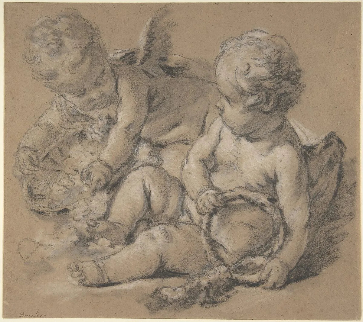Winged Putti with Flowers — François Boucher