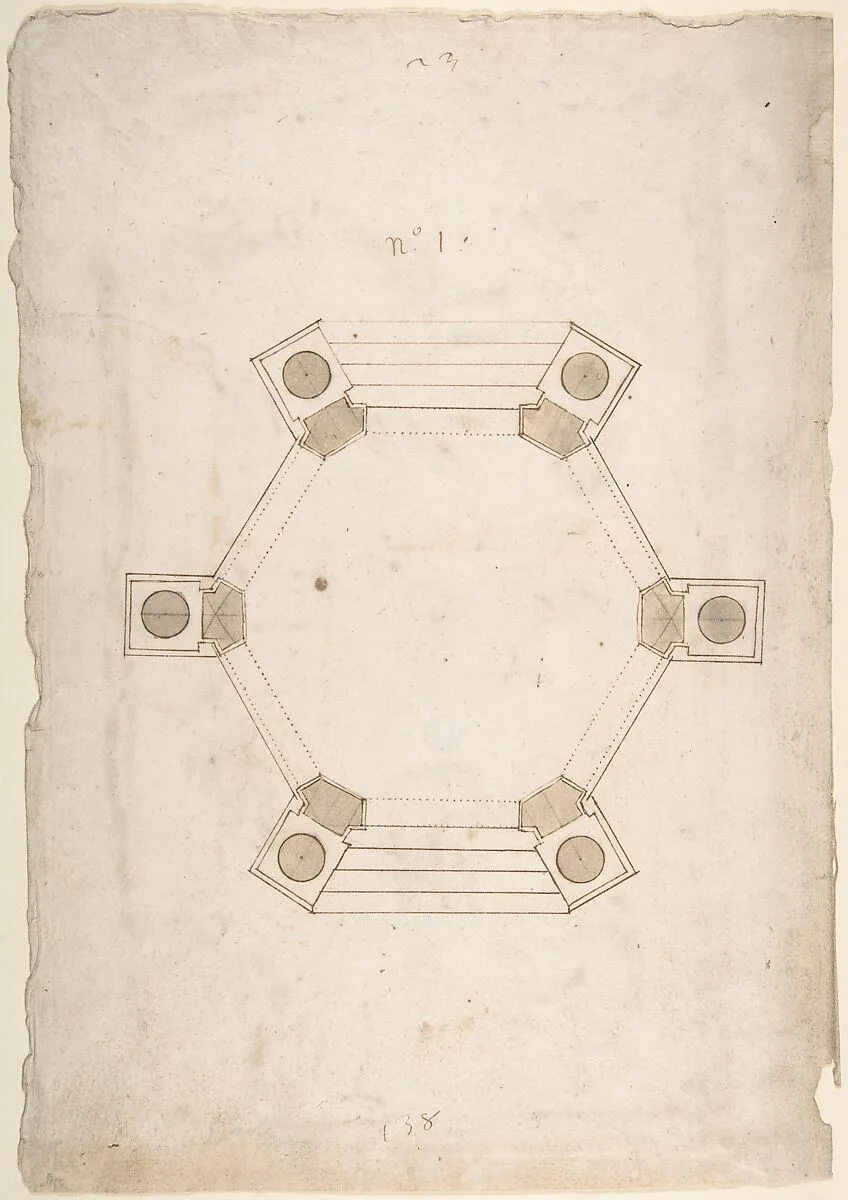 Ground Plan of a Pavillion — Anonymous, French, 16th century