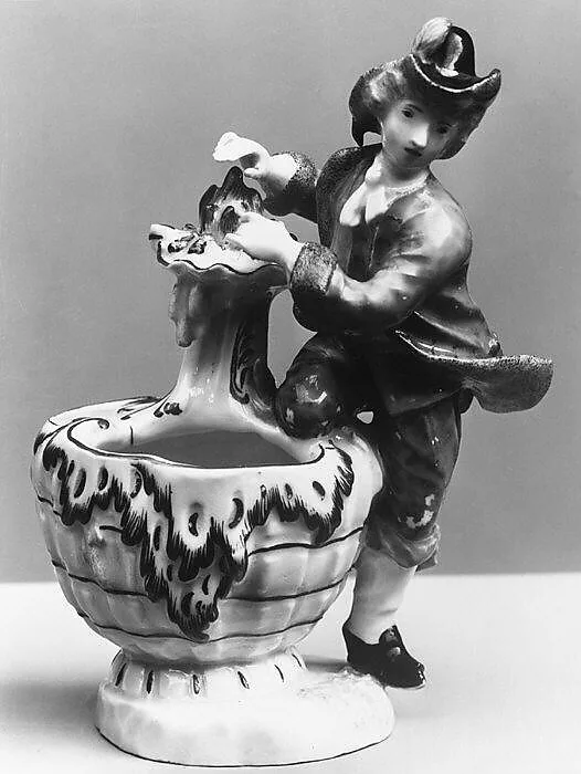 Condiment jar (one of a pair), with figure symbolizing Winter — Johann Joachim Kändler|Höchst Manufactory