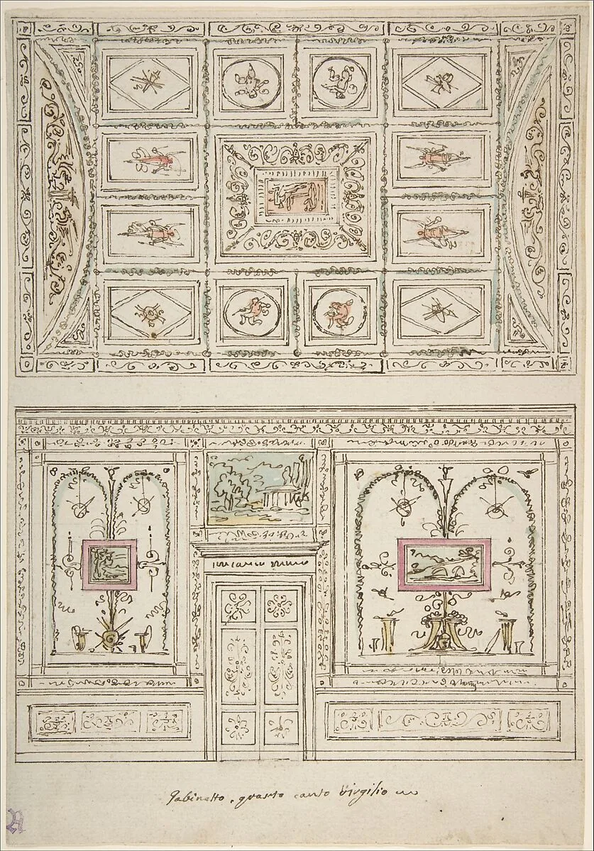 Design for the Decoration of a Wall and Ceiling of a 'Gabinetto' related to Virgil's Fourth Canto — Felice Giani