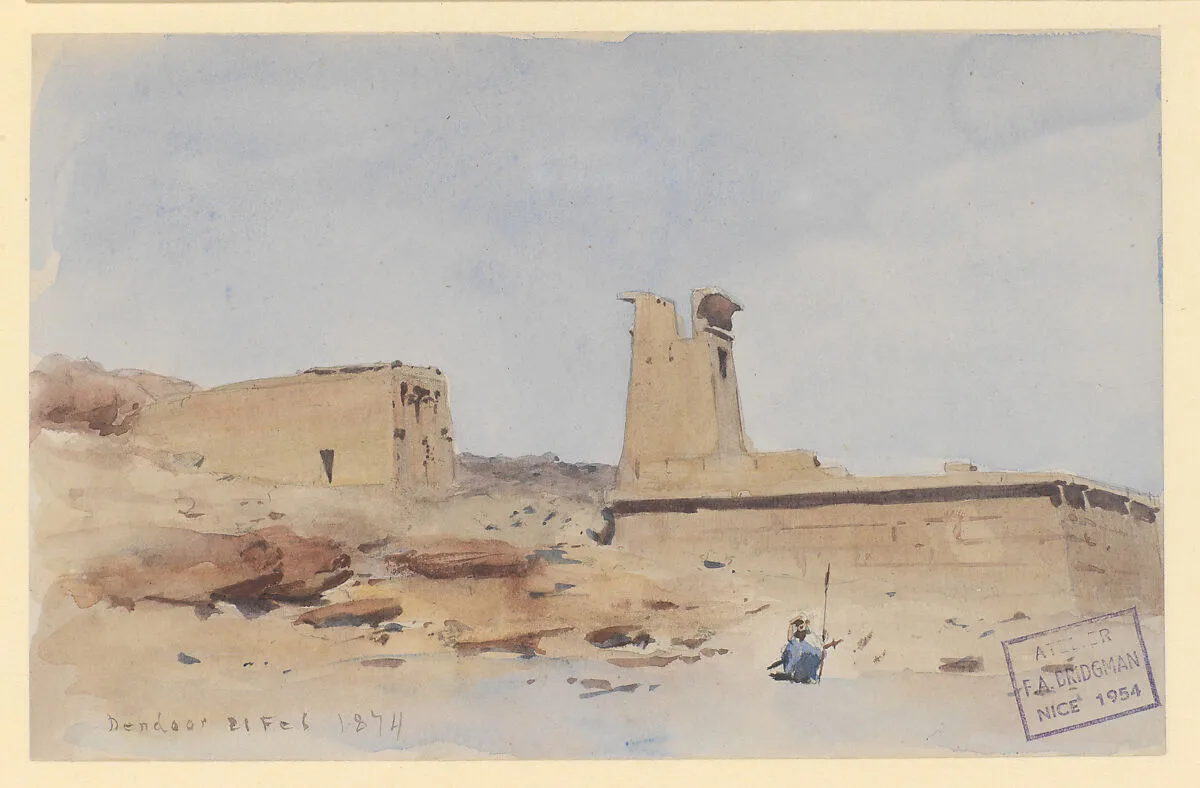 The Temple of Dendur, Showing the Pylon and Terrace — Frederick Arthur Bridgman