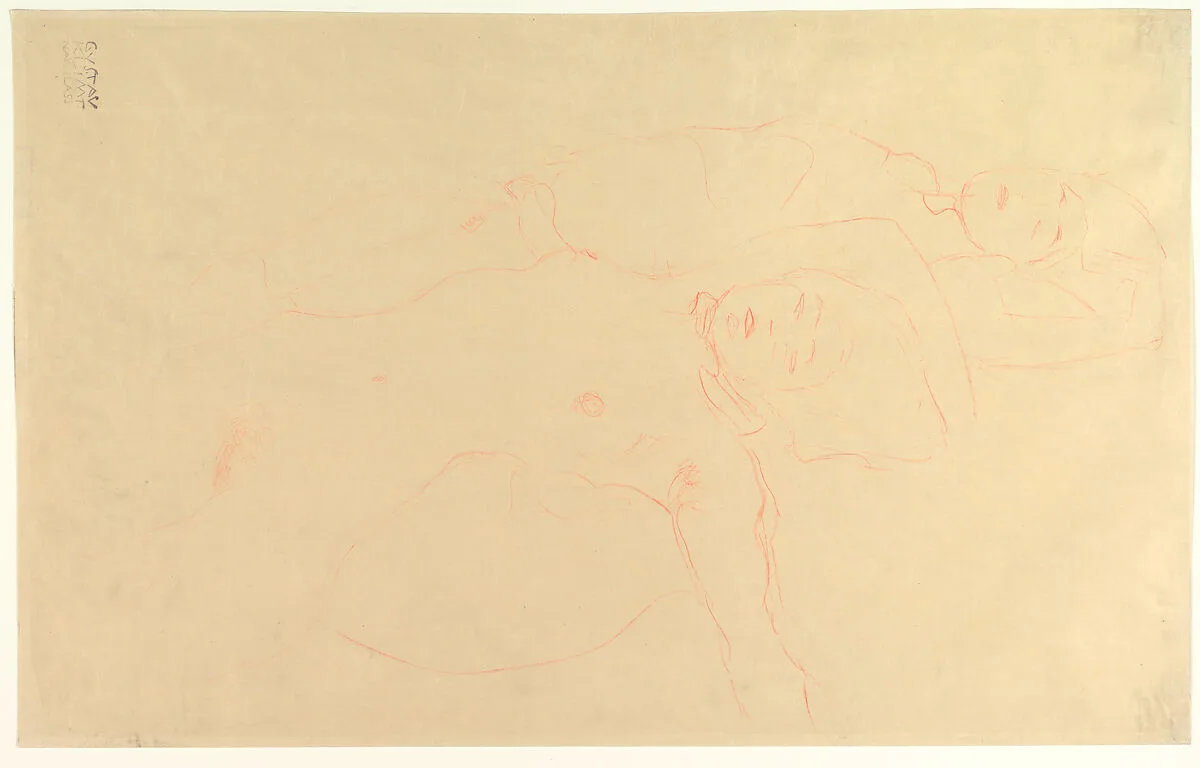 Two Reclining Nudes — Gustav Klimt