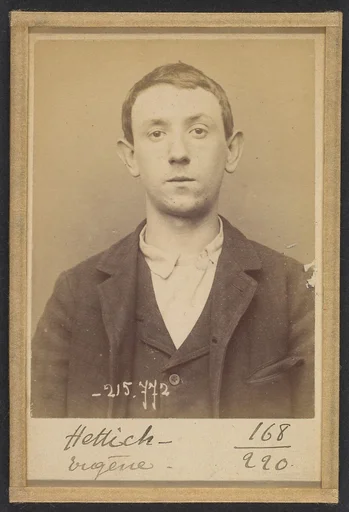 Hettich (ou Hettig). Eugène. 17 ans, né le 6/1/77 à Paris XXe. Cocher. Anarchiste. 16/3/94.
