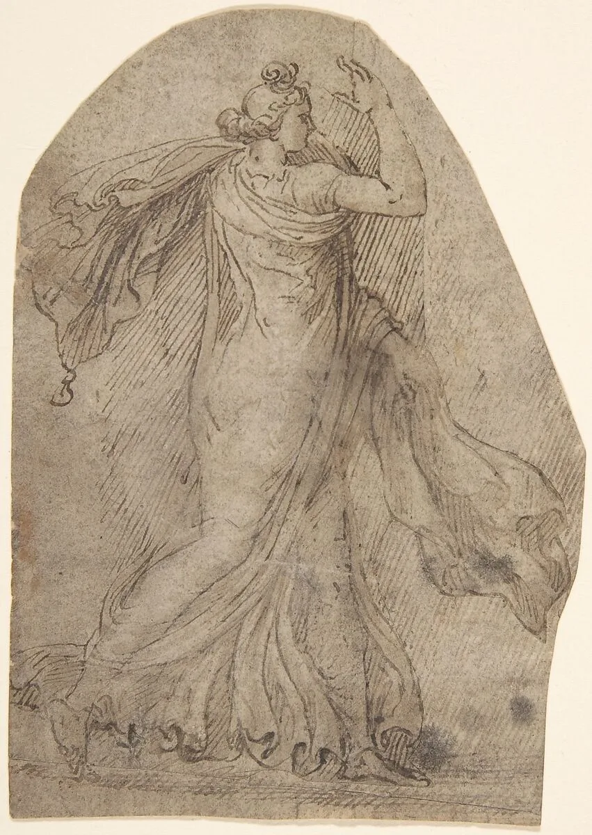 Female Figure in Antique Style Dress, Striding to the Right — Giovanni Larciani ("Master of the Kress Landscapes")