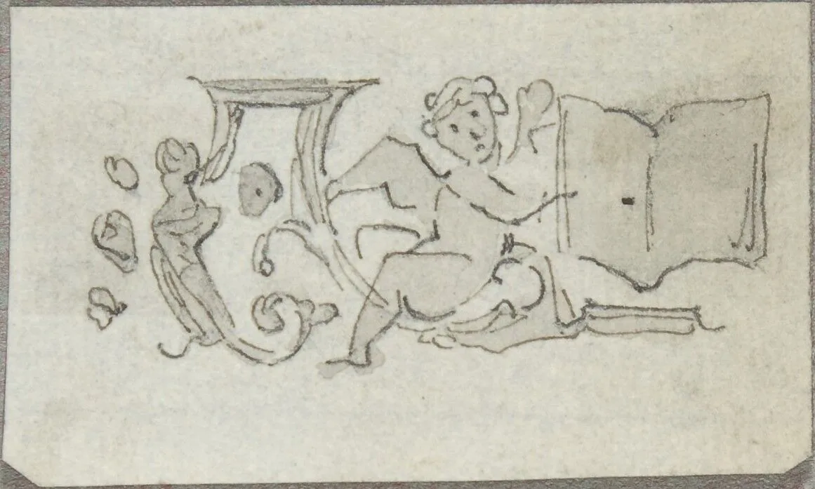 Sketch of a Putto Holding an Open Book — William Pitts