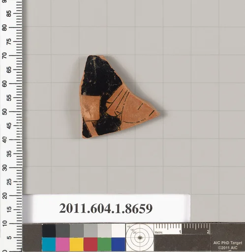 Terracotta rim fragment of a stemless? kylix (drinking cup)