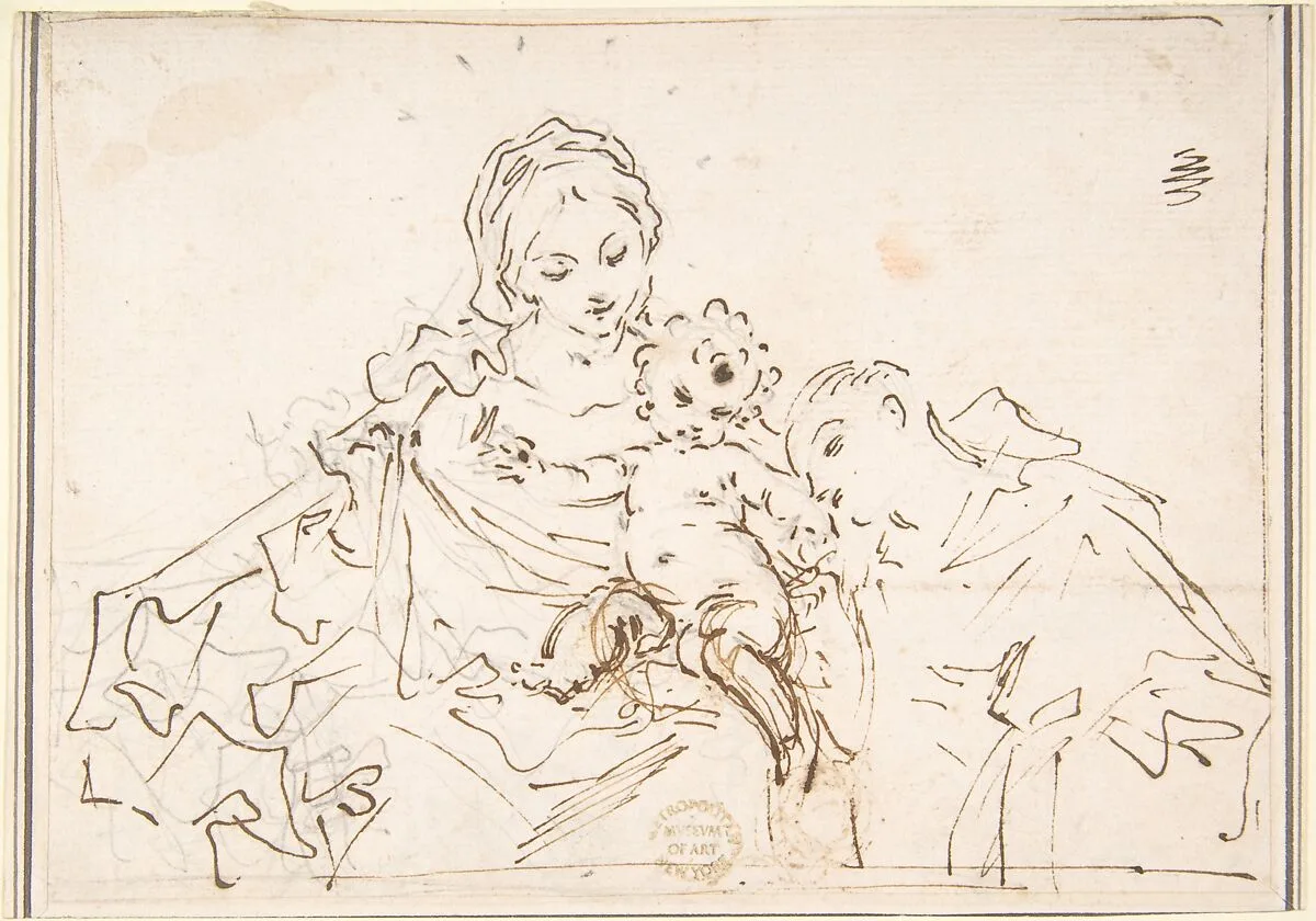 Madonna and Child with Worshipper — Anonymous, Italian, 17th century