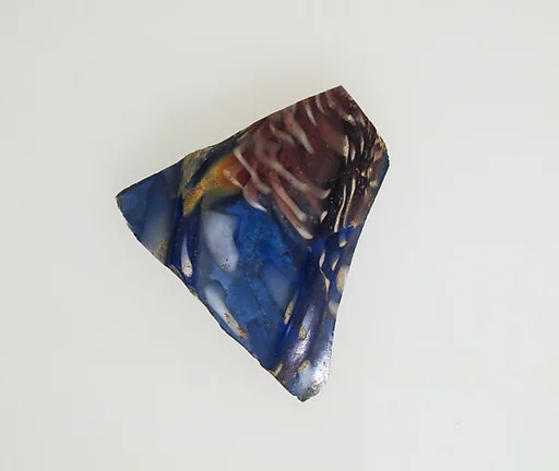 Glass mosaic ribbed bowl fragment