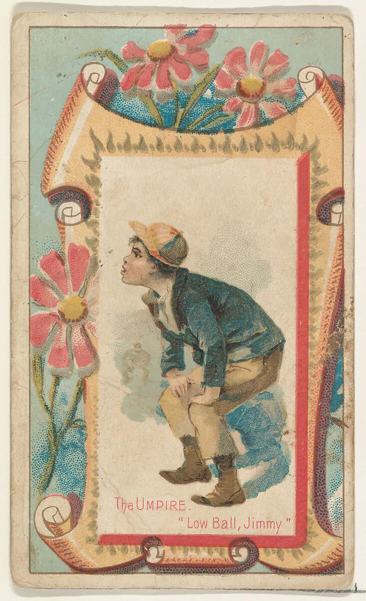 The Umpire, "Low Ball, Jimmy," from the Terrors of America set (N136) issued by Duke Sons & Co. to promote Honest Long Cut Tobacco — W. Duke, Sons & Co.|Knapp & Company