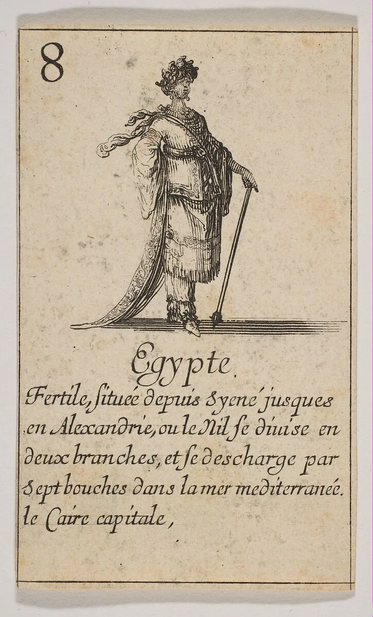 Egypte, from "Jeu de la Géographie" — Stefano della Bella|Jean Desmarets de Saint-Sorlin|Henri Le Gras|Louis XIV, King of France|Cardinal Jules Mazarin