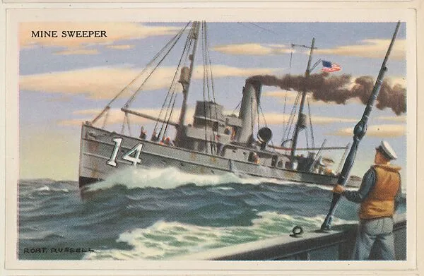 Mine Sweeper, bakery card from the National Defense series (D59), issued by Bell Bakeries, Inc. — Bell Bakeries, Inc.