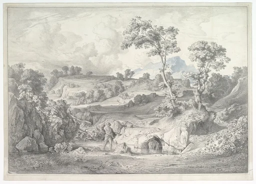 Southern landscape with a man and a snake