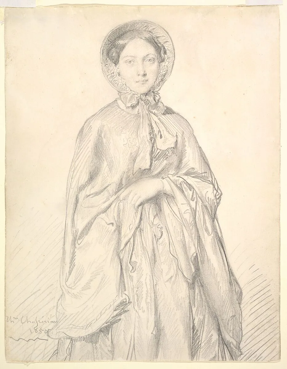 Portrait of a Young Woman Wearing a Cloak and Bonnet — Théodore Chassériau