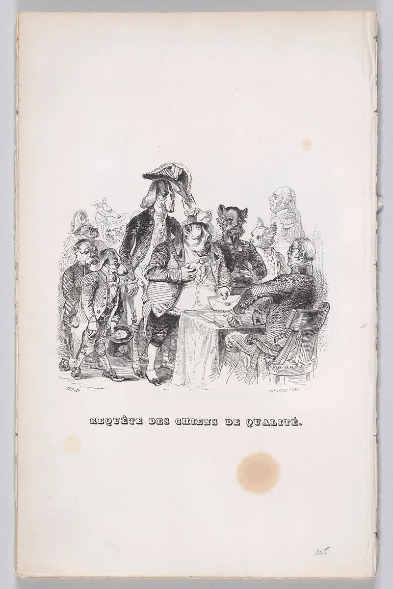"Request of quality dogs" from The Complete Works of Béranger — Pierre Jean de Béranger|J. J. Grandville|Fournier & Perrotin|John Thompson