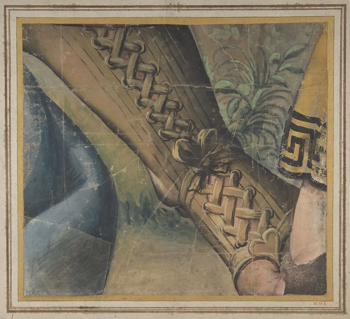 Fragment of a Tapestry Cartoon: Foot in a Buskin, Drapery, and a Plant — Raphael (Raffaello Sanzio or Santi)