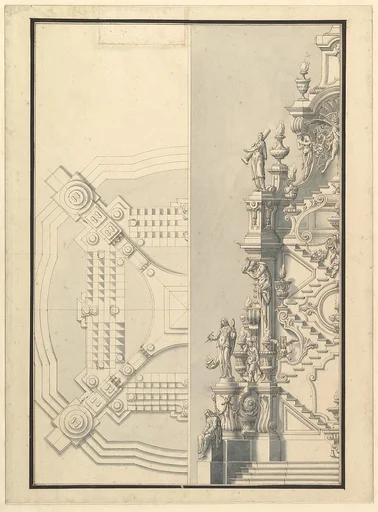 Half Elevation and Half Ground Plan for a Catafalque