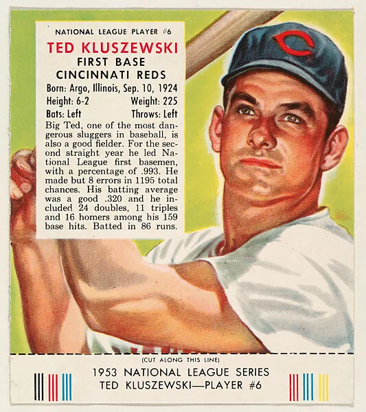 Ted Kluszewski, from the Red Man All-Star Team series (T233), issued by Red Man Chewing Tobacco — Red Man Chewing Tobacco