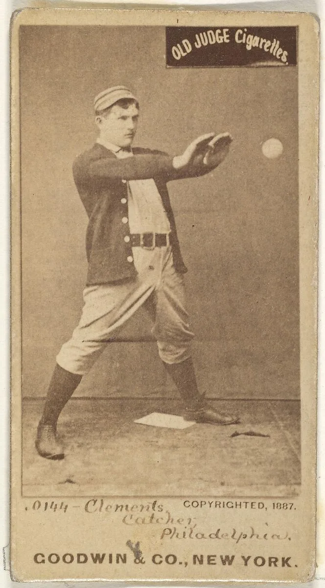 John J. "Jack" Clements, Catcher, Philadelphia, from the Old Judge series (N172) for Old Judge Cigarettes — Goodwin & Company