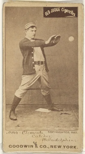 John J. "Jack" Clements, Catcher, Philadelphia, from the Old Judge series (N172) for Old Judge Cigarettes