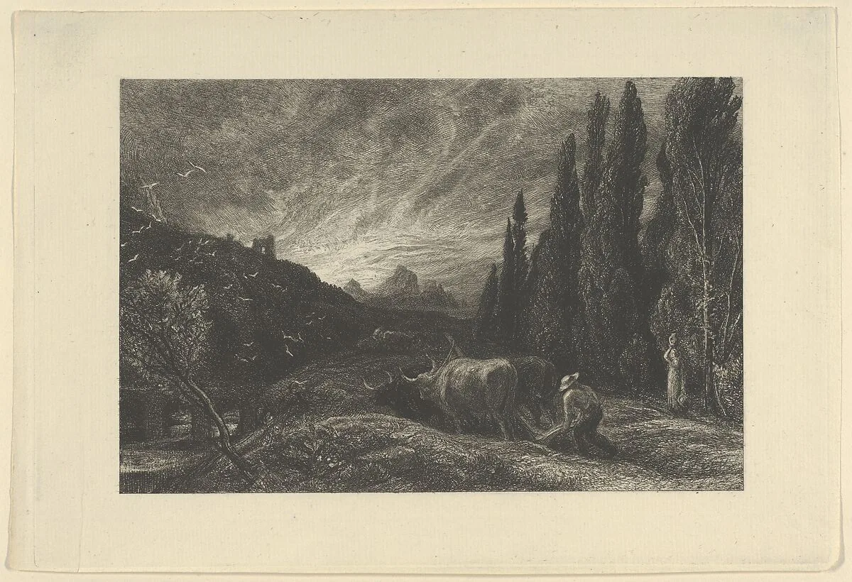 The Early Ploughman, or Morning Spread Upon the Mountains — Samuel Palmer