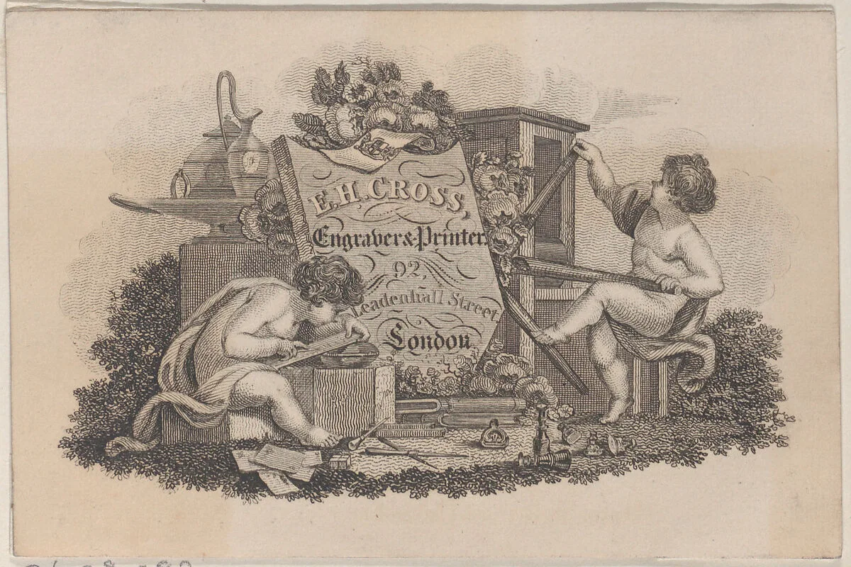 Trade Card for E.H. Cross, Engraver & Printer — Anonymous, British, 19th century