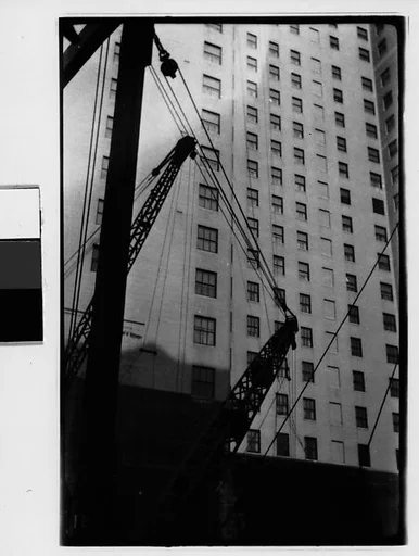 [Construction Site with Cranes and Cables, New York City]