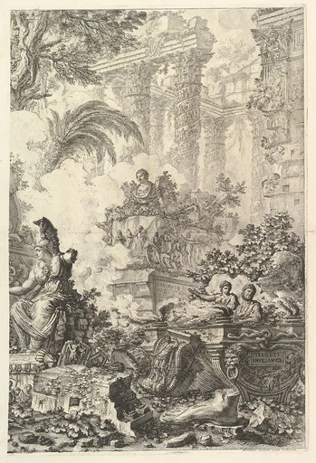 Frontispiece, with Statue of Minerva, from "Vedute di Roma"