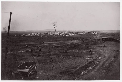 [Wagon and Unidentified Union Army Tented Encampment in Distance]