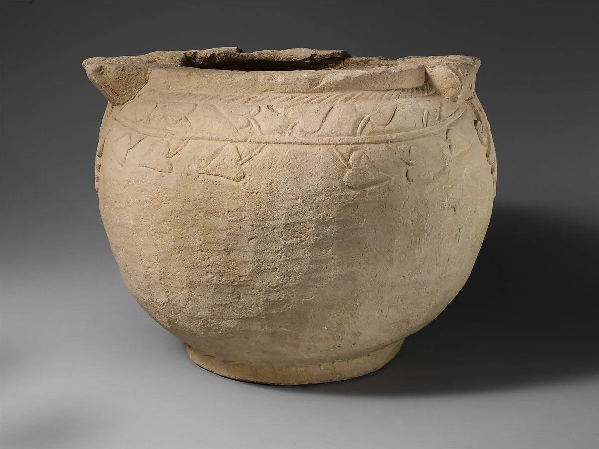 Limestone votive krater (mixing bowl) — Unknown