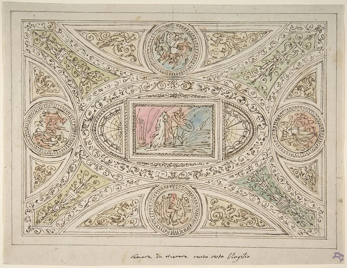 Design for a Ceiling with Decoration Related to Virgil's Sixth Canto — Felice Giani